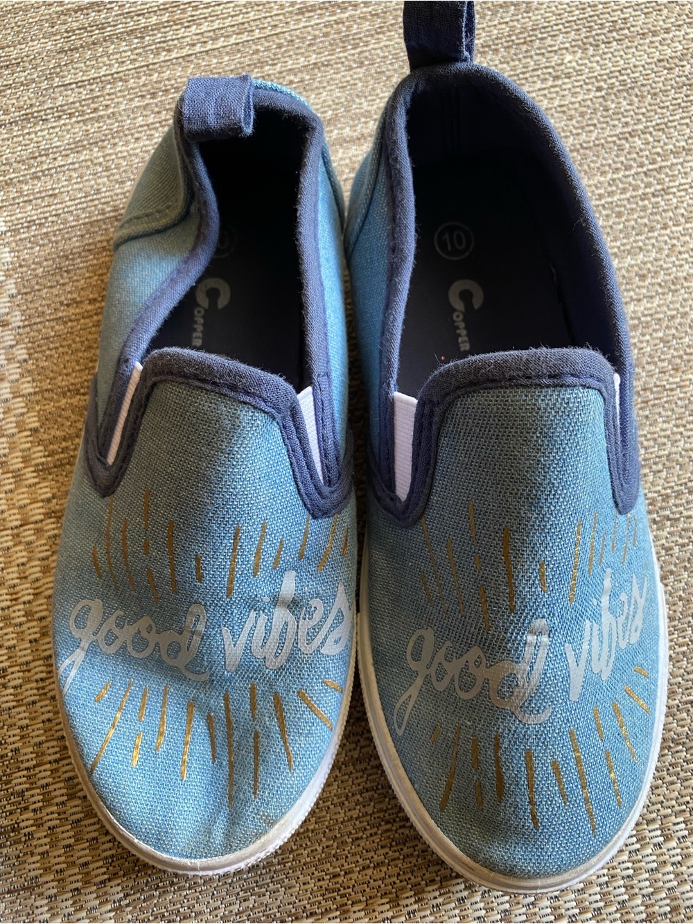 Children's size 10 'Good Vibes' Slip-On Canvas Shoes - Blue
